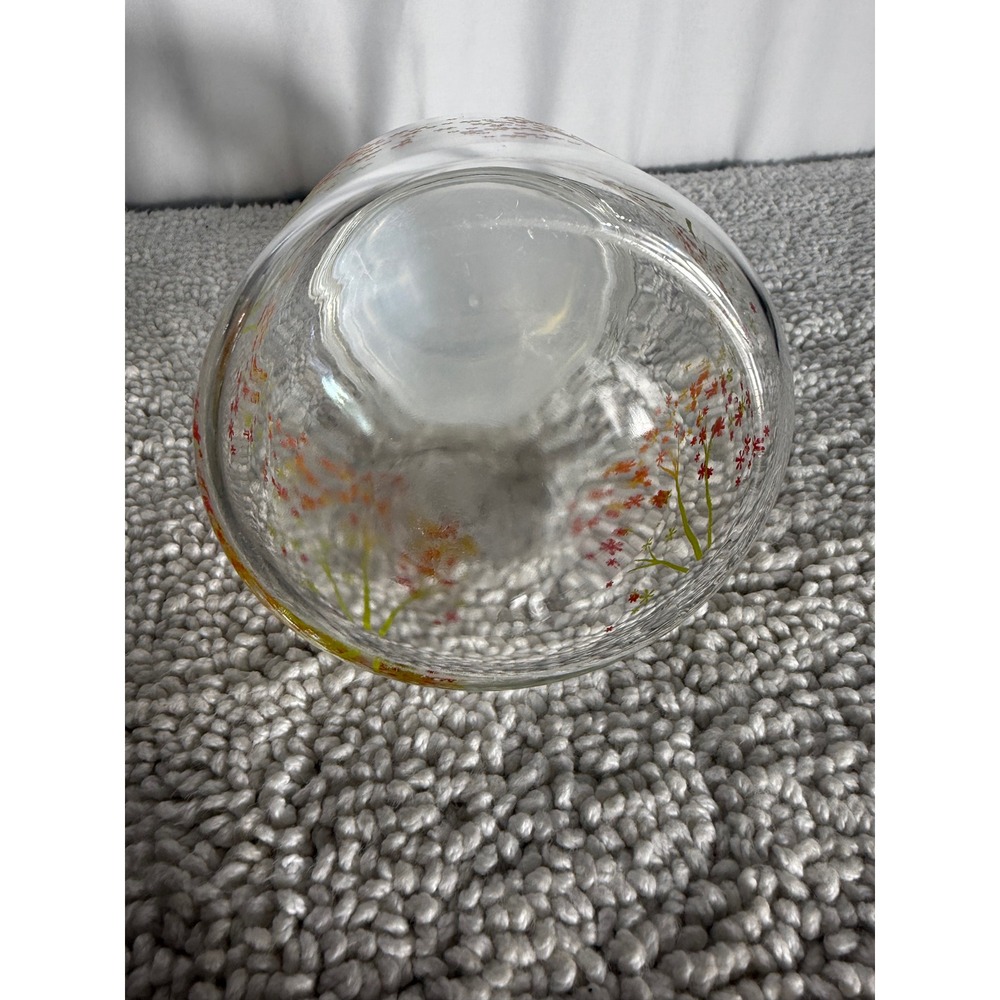 Vintage Libbey Glass Canister Set 3pc Autumn Floral Orange Yellow Flower Jars - Picture 7 of 9